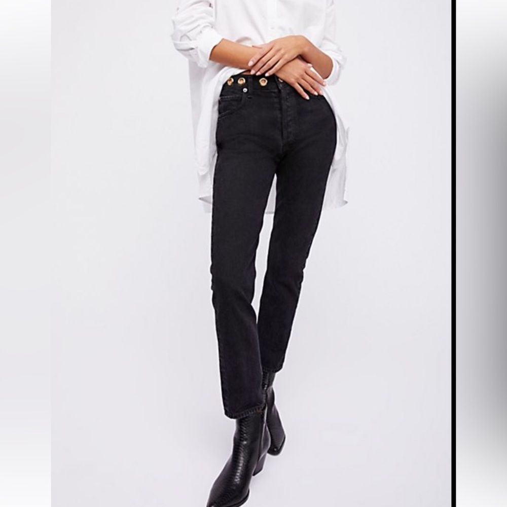 Agolde Jamie High Rise Studded Denim Jeans